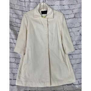 Vintage Tahari Medium Off‎ White Spring Jacket Lined Long Bottom Up  3/4 Sleeve